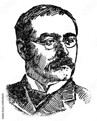 Rudyard Kipling, vintage illustration