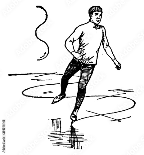 Skating S figure vintage illustration.