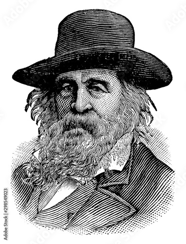Walt Whitman, vintage illustration