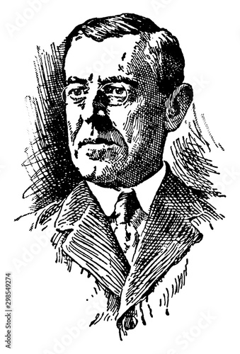 Woodrow Wilson, vintage illustration photo