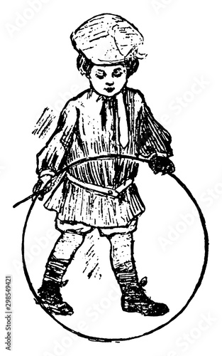 Boy Playing vintage illustration.