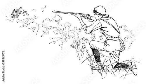 Hunting vintage illustration.