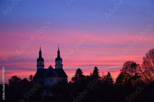  church against the sky at sunset