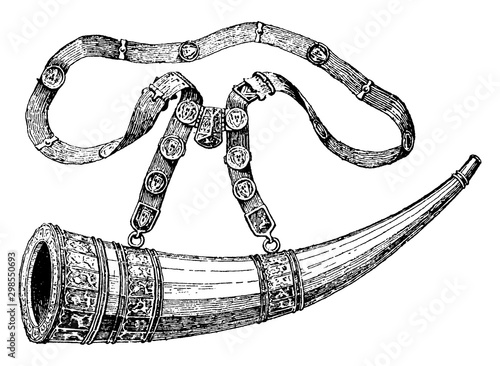 Hunting Horn vintage illustration.