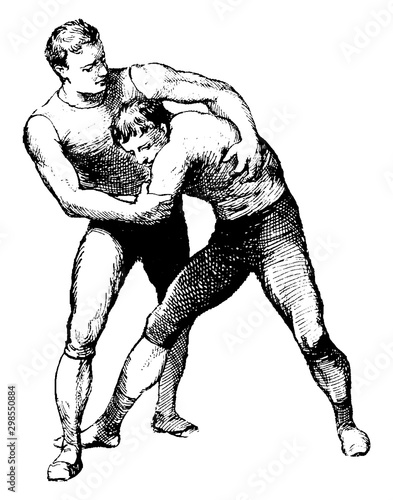 Wrestling vintage illustration.