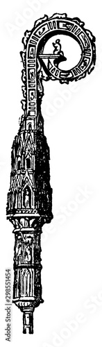 Pastoral Staff vintage illustration.