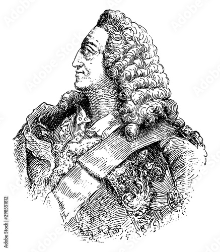 George II, King of England, vintage illustration