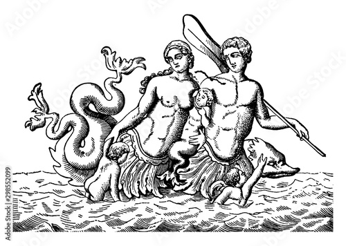 Tritons vintage illustration.