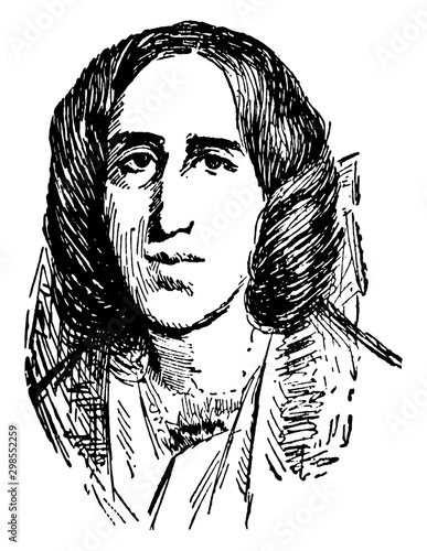 George Eliot (Mary Ann Evans), vintage illustration