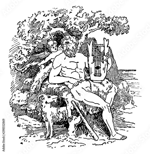 Polyphemus vintage illustration.