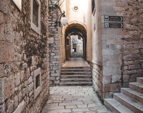 Fototapeta Naklejka Na Ścianę i Meble -  Old street in Sibenik city, Croatia