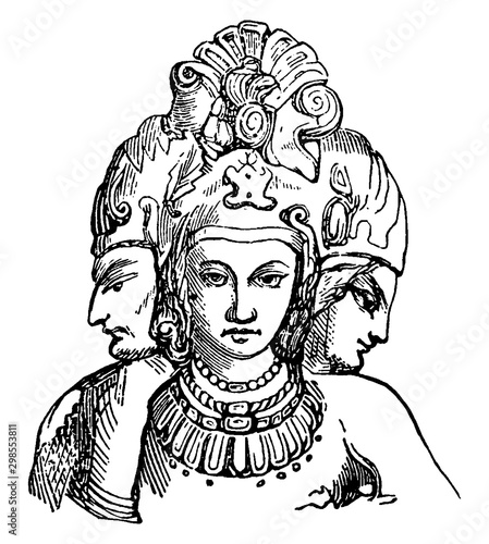 The Trimurti vintage illustration.