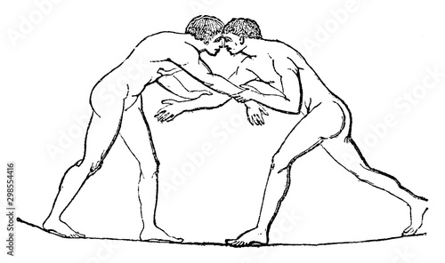 Wrestling vintage illustration.