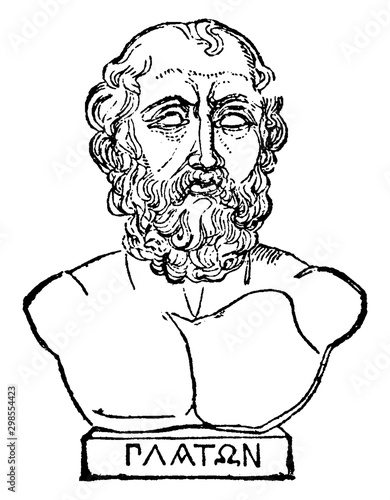 Bust of Plato, vintage illustration