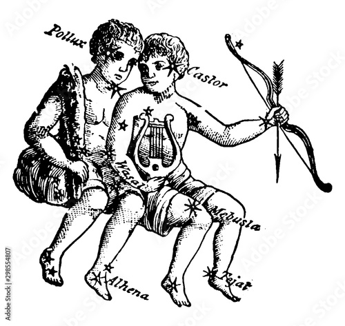 The Twins vintage illustration.