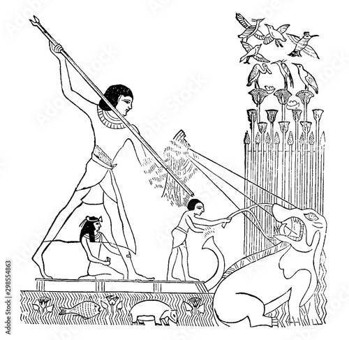 Egyptian hunting vintage illustration.