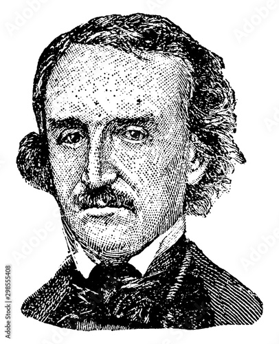 Edgar Allan Poe, vintage illustration photo