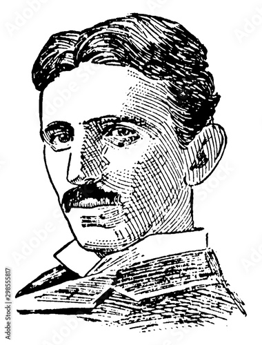 Nikola Tesla, vintage illustration