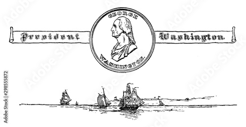 Washington Coin vintage illustration.