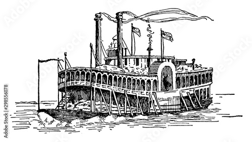 Steamer, vintage illustration.