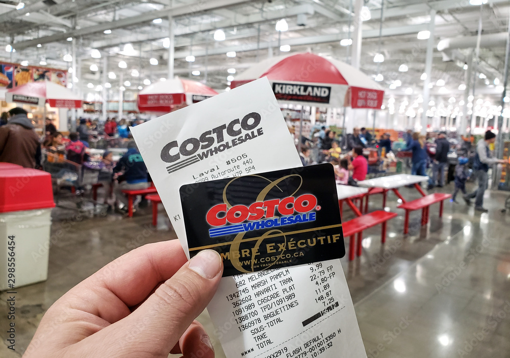 costco receipt and executive membership card Photos Adobe Stock