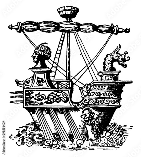 Roman Warship, vintage illustration.
