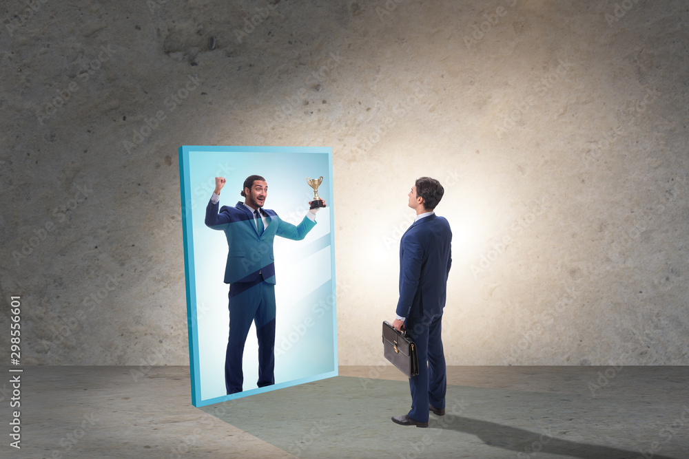 Fototapeta premium Man dreaming of bigger success