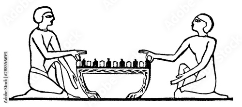 Egyptian Chess Game vintage illustration.