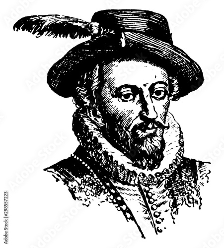 Sir Walter Raleigh, vintage illustration