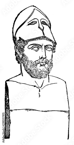 Bust of Pericles, vintage illustration