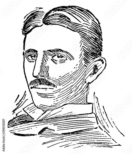 Nikola Tesla, vintage illustration