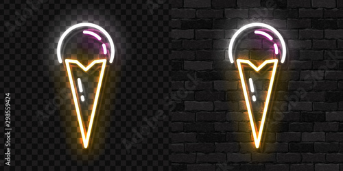 Vector realistic isolated neon sign of Ice Cream logo for decoration and covering on the wall background.