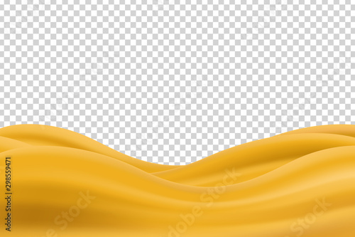 Vector realistic isolated panoramic sand field for template decoration and covering on the transparent background. Concept of beach and desert.
