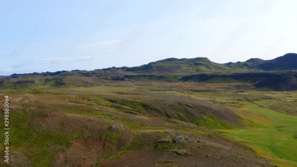 Aerial view of beautiful scenery with view to volcanic hills in Iceland Aerial view of beautiful scenery with view to volcanic hills in Iceland