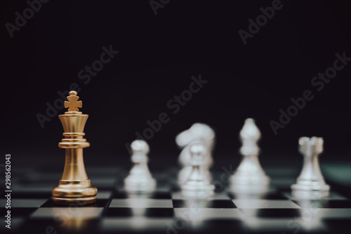 Business leader concept. Chess board game strategy planning and competition