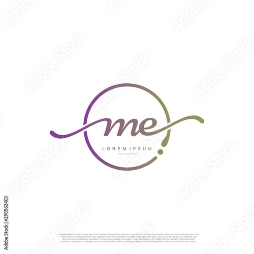 Initial handwriting logo ME Letter Signature template vector.
