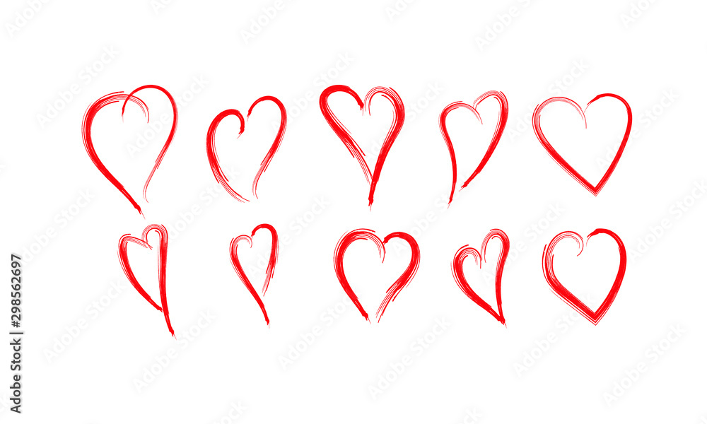 Love Illustration. Heart shape illustration. Outline hand draw heart.