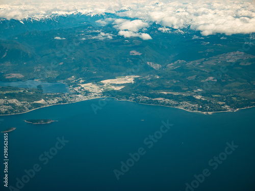 Aerial view of Vancouver bay and mountain