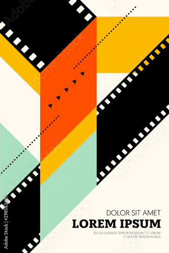 Movie and film poster design template background vintage retro style