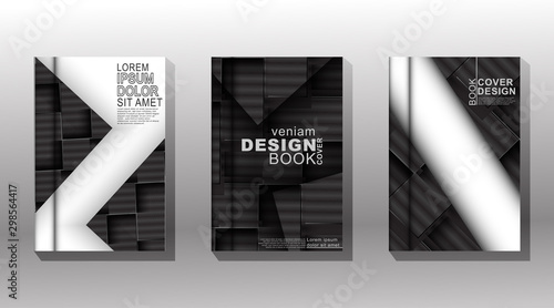 Modern book cover design with geometric lines and overlapping patterns