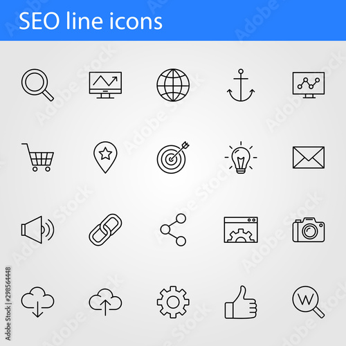 Search Engine Optimization line thin icons set, vector collection eps10.
