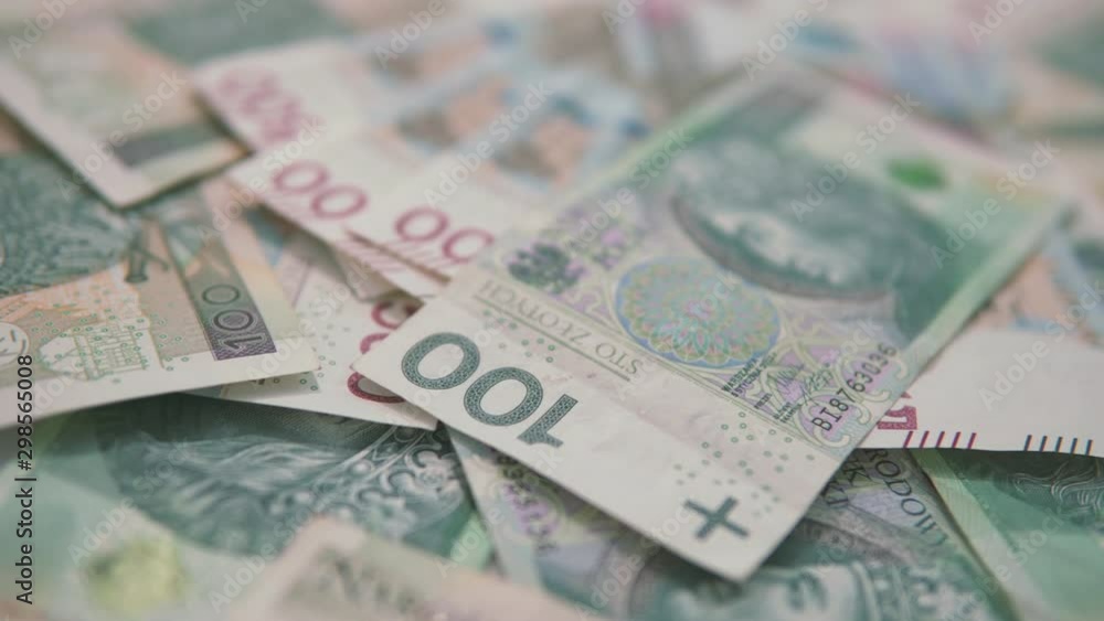 Pan: background polish money, close up 100 and 500 polish banknotes, PLN Pan: background polish money, close up 100 and 500 polish banknotes, PLN