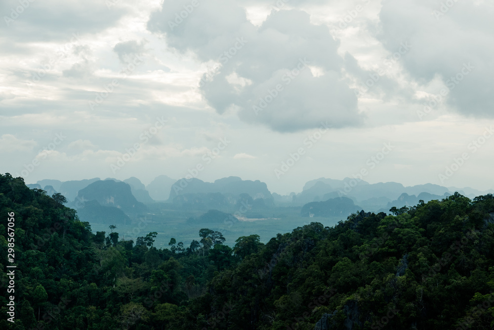 the foggy mountains and forest of Pattaya in Thailand