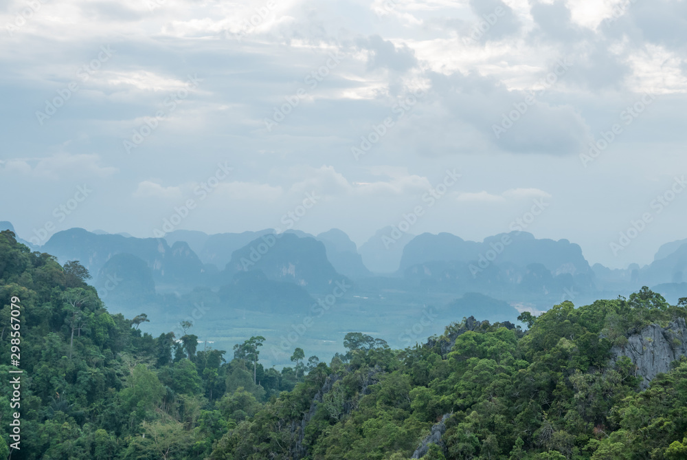 the foggy mountains and forest of Pattaya in Thailand