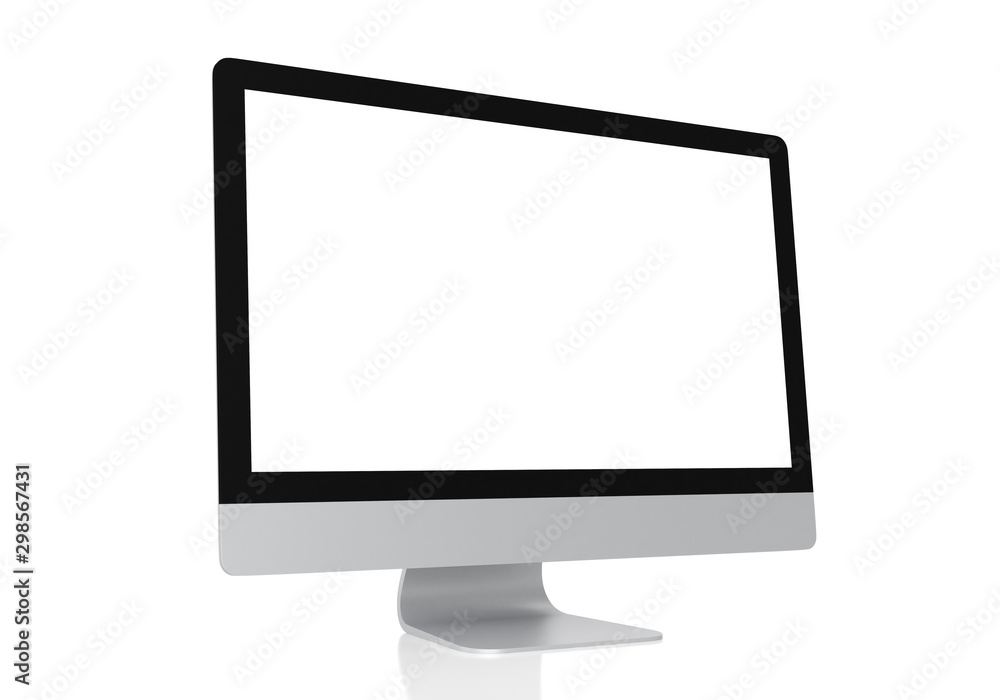 Computer with blank screen isolated on white background, clipping path, 3d rendering Computer with blank screen isolated on white background, clipping path, 3d rendering