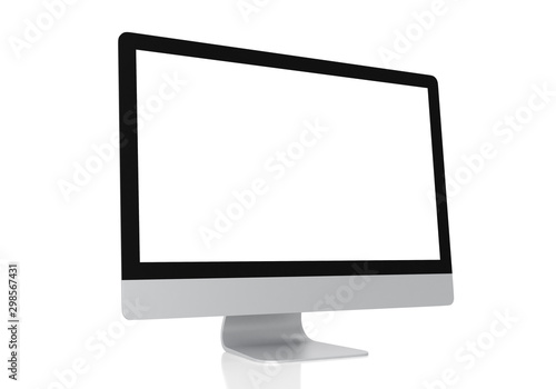 Computer with blank screen isolated on white background, clipping path, 3d rendering