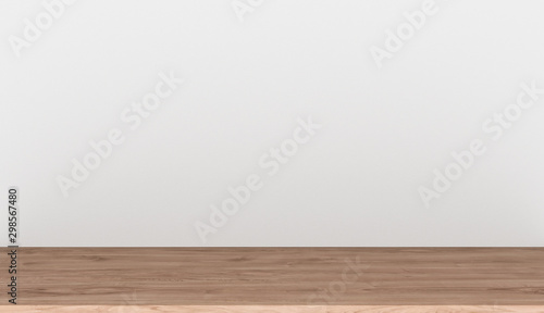 Empty top wooden table on white concrete background  Empty ready for your product display or montage  3D rendering