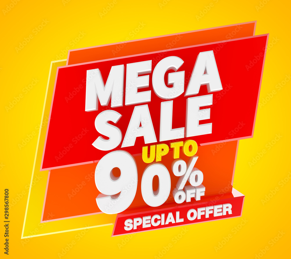 MEGA SALE UP TO 90 % OFF SPECIAL OFFER, 3d rendering. MEGA SALE UP TO 90 % OFF SPECIAL OFFER, 3d rendering.
