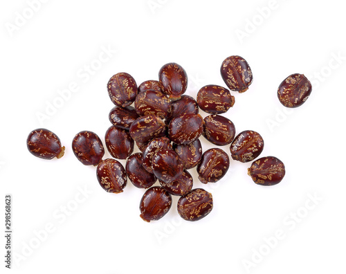 Castor oil seeds (Ricinus Communis) isolated on white background