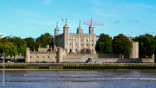 Photography tower london from across the river thames in london